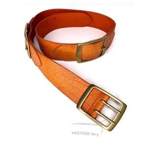 LINEA PELLE Genuine Leather Belt Cognac Brown NWT M